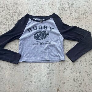 Rugby Graphic Black and Gray Long Sleeve Tee